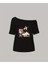 Kadın Kayık Yaka Miss Me Baskılı Oversize %100 Pamuk T-Shirt 1