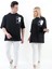 Imza ve Çiçek Baskılı Oversize Pamuklu Unisex T-Shirt 4