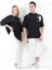 Imza ve Çiçek Baskılı Oversize Pamuklu Unisex T-Shirt 5