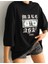 Büyük Beden Dolar Baskılı Oversize Siyah T-Shirt 2