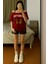 Kadın Kayık Yaka Butterfly Baskılı Oversize %100 Pamuk T-Shirt 1