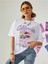 Büyük Beden Pembe California Baskılı Oversize/rahat Kesim Bisiklet Yaka Unisex Örme Beyaz T-Shirt 3