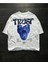 Unisex Büyük Beden Trust Baskılı Yaka Kırmızı Kısa Kol %100 Pamuk T-Shirt 1