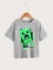 Erkek Çocuk Gri Melanj Creeper Baskılı Tişört 1