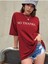 Kırmızı No' Thanks Baskılı Oversize T-Shirt 1