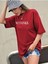 Kırmızı No' Thanks Baskılı Oversize T-Shirt 4