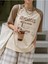 Kadın Bej Beverages Nice To Drink Baskılı Kollar Siyah Oversize T-Shirt 5
