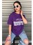 Kadın Mor Houston Yazı Baskılı Oversize T-Shirt 3
