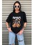 Oversize Nasa Ayıcık Baskılı Unisex Siyah T-Shirt 1