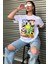 Bugs Bunny Çizgi Film Karakterleri Baskılı Oversize Beyaz T-Shirt 2