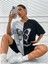 Çift Renk Kelebek Yourself Baskılı Oversize T-Shirt 1