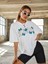 Angel Yazılı Kelebek Desenli Oversize/geniş Rahat Kesim Bisiklet Yaka Unisex Örme T-Shirt 3