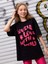 Kids Pembe Love's Baskılı Oversize Siyah Kız Çocuk T-Shirt 3
