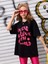 Kids Pembe Love's Baskılı Oversize Siyah Kız Çocuk T-Shirt 4