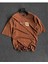 Kahverengi Necessary Action Baskılı Bisiklet Yaka Oversize T-Shirt 2