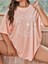 Gratitude - Kindness - Humility Yazılı Güneş ve Ay Baskılı Mercan Pembesi Oversize T-Shirt 1