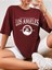Cuidad De Los Angeles Baskılı Oversize Bisiklet Yaka Pamuk T-Shirt 1