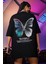Kadın Siyah Butterfly Oversize T-Shirt 1
