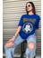 Oversize Mavi Berkeley Logo Baskılı Kadın T-Shirt 3
