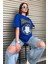 Oversize Mavi Berkeley Logo Baskılı Kadın T-Shirt 5
