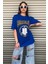 Oversize Mavi Berkeley Logo Baskılı Kadın T-Shirt 6