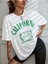 Beyaz Calıfornia Baskılı Oversize T-Shirt 1