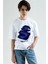 Beyaz First Class Baskılı Pamuk Oversize Bisiklet Yaka T-Shirt 4