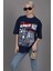 Lacivert Lies Exclusive Ön ve Arka Baskılı Oversize T-Shirt 1