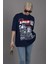 Lacivert Lies Exclusive Ön ve Arka Baskılı Oversize T-Shirt 2