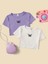 Çocuk Kelebek Baskılı 2'li Kısa Kol %100 Pamuk Crop T-Shirt 1