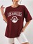 Cuidad De Los Angeles Baskılı Oversize Bisiklet Yaka Pamuk T-Shirt 4