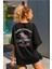 Kadın Siyah Oversize California Baskılı T-Shirt 2