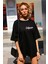 Kadın Siyah Oversize California Baskılı T-Shirt 3
