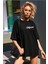 Kadın Siyah Oversize California Baskılı T-Shirt 4