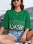 Kadın California Baskılı Oversize Crop T-Shirt 2