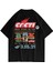 Siyah Cacti Travis Scott Baskılı Pamuk Oversize Bisiklet Yaka T-Shirt 1