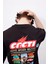 Siyah Cacti Travis Scott Baskılı Pamuk Oversize Bisiklet Yaka T-Shirt 3