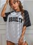 Gri Renkli Kol Brooklyn Baskılı Oversize Unisex T-Shirt 2