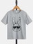 Gözlüklü Çizim Tavşan Baskılı Oversize Bisiklet Yaka Pamuklu Çocuk T-Shirt 1