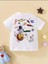Kids Unisex Beyaz The Galaxy Gezegen Baskılı Oversize Bisiklet Yaka Çocuk Tshirtü 1