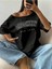Büyük Beden Kayık Yaka Brooklyn Baskılı Oversize %100 Pamuk T-Shirt 2