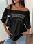 Büyük Beden Kayık Yaka Brooklyn Baskılı Oversize %100 Pamuk T-Shirt 3