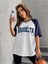Beyaz Renkli Kol Brooklyn Baskılı Oversize Unisex T-Shirt 4