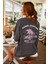 Kadın Siyah Oversize California Baskılı T-Shirt 1