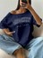 Büyük Beden Kayık Yaka Brooklyn Baskılı Oversize %100 Pamuk T-Shirt 1