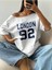 Büyük Beden Kayık Yaka London Baskılı Oversize %100 Pamuk T-Shirt 1