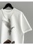 Güvercin Baskılı Oversize Bisiklet Yaka Pamuklu T-Shirt 2