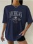 Büyük Beden Kadın Indigo Michigan Baskılı T-Shirt 2