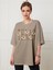 Açık Kahve Texas Baskılı Oversize T-Shirt 3