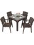 Elit Rattan 90x90 Zeus Koltuk Camlı Masa Takımı KAHVERENGİ 1